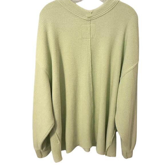 Aerie Wonder Textured Sweatshirt Womens Large Pistachio Green V-Neck *FLAW - Picture 5 of 12